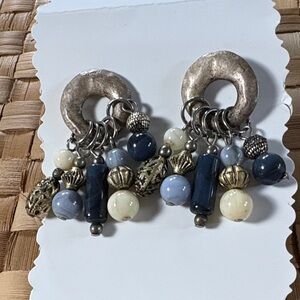 Elegant Silver and Blue Beaded Earrings